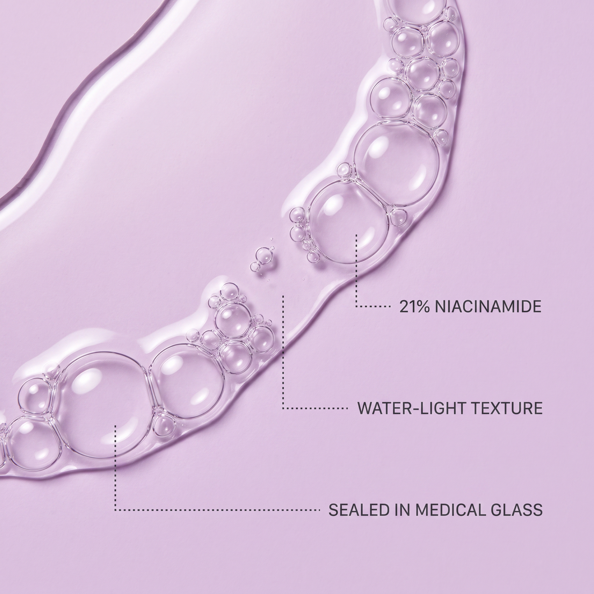 re:vive-B3 texture on lilac: 21% niacinamide, water-light, sealed in medical glass